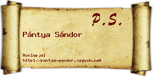 Pántya Sándor névjegykártya